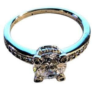 Women's Sterling Sliver RIng Size 10 Cubic Zirconia 925 Large Brilliant Cut